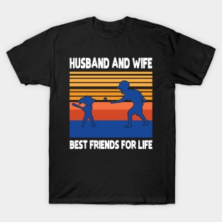 Husband Wife Playing Baseball Together Best Friends For Life Happy Father Mother Day T-Shirt